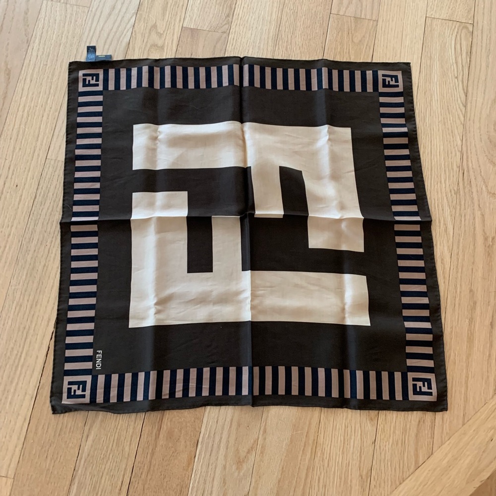 Never Worn Silk Fendi Logo Scarf